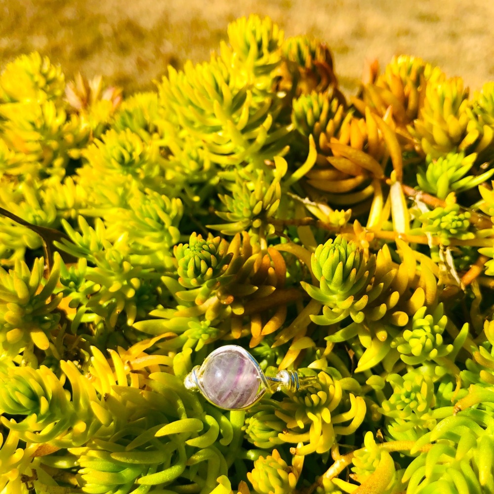 Silver fluorite Wire Wrapped Ring